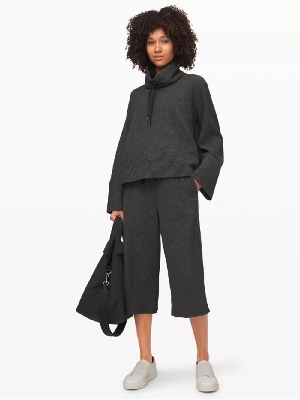 Lululemon Retreat Yourself Hoodie & Wide Leg Cropped Pant Set - Graphite Grey